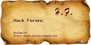 Hack Ferenc névjegykártya